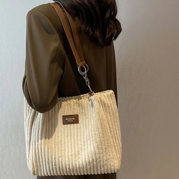 Katoenen Corduroy Tote Bag