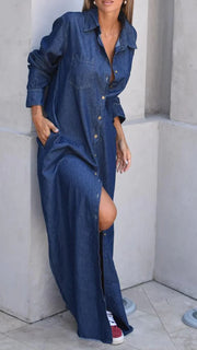 Betty - Denim Lange Mouw Jurk