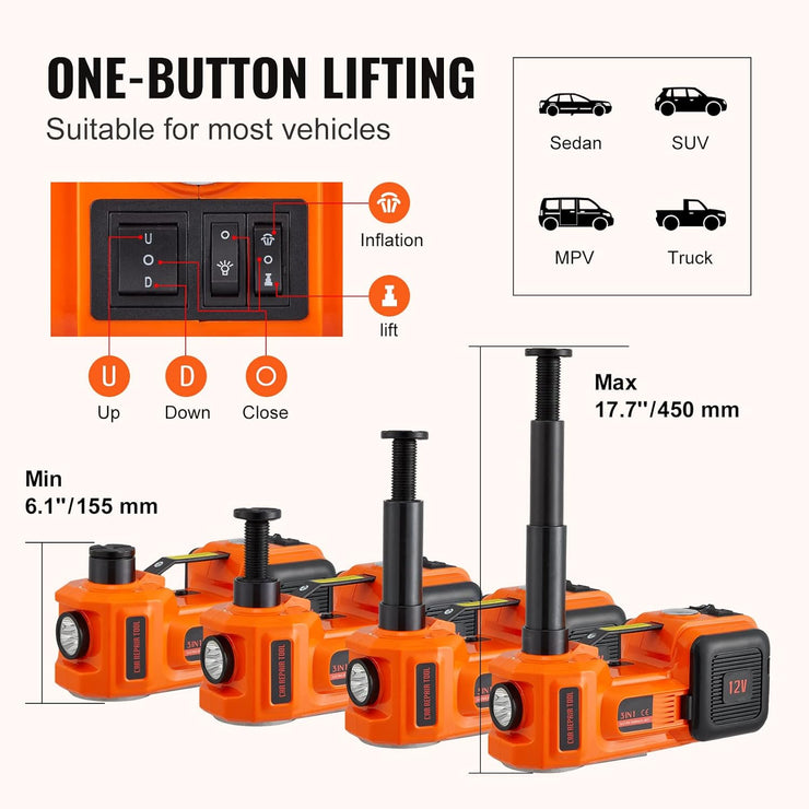 3-in-1 Elektrische Hydraulische Krikset voor Auto's