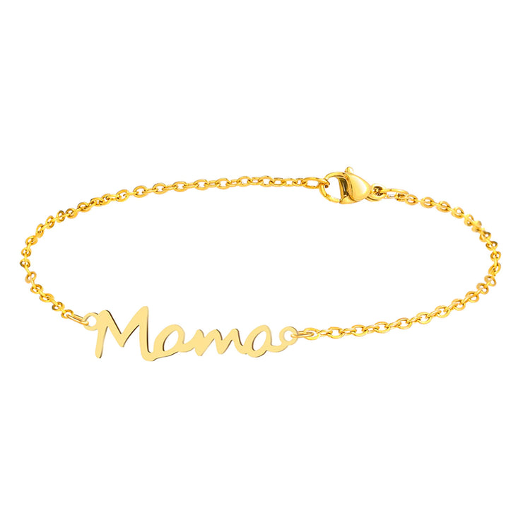 Goudkleurige armband met tekst Mama