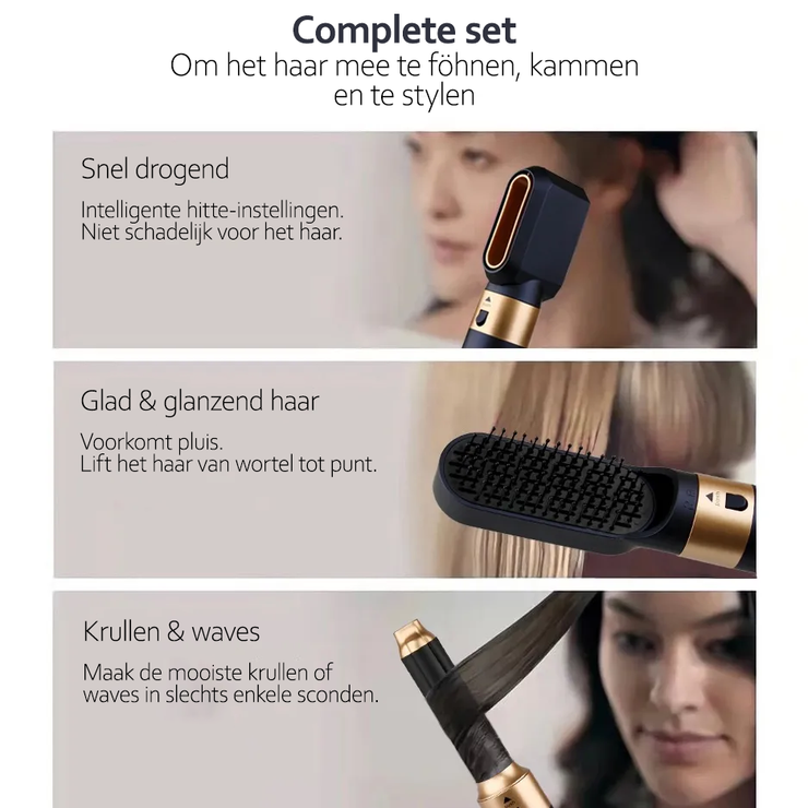 Shine Haarstyler 5-in-1 | Krachtige 1000W | Ionische Technologie | Multistyler | Föhn