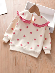 Girls Sweatshirt With Polka Dot Print